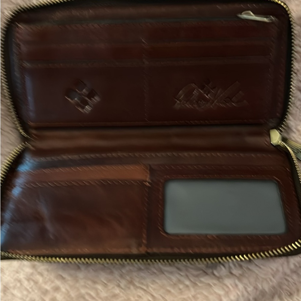 Patricia Nash Embossed Floral Leather Zip Wallet in Dark Brown - Picture 4 of 4
